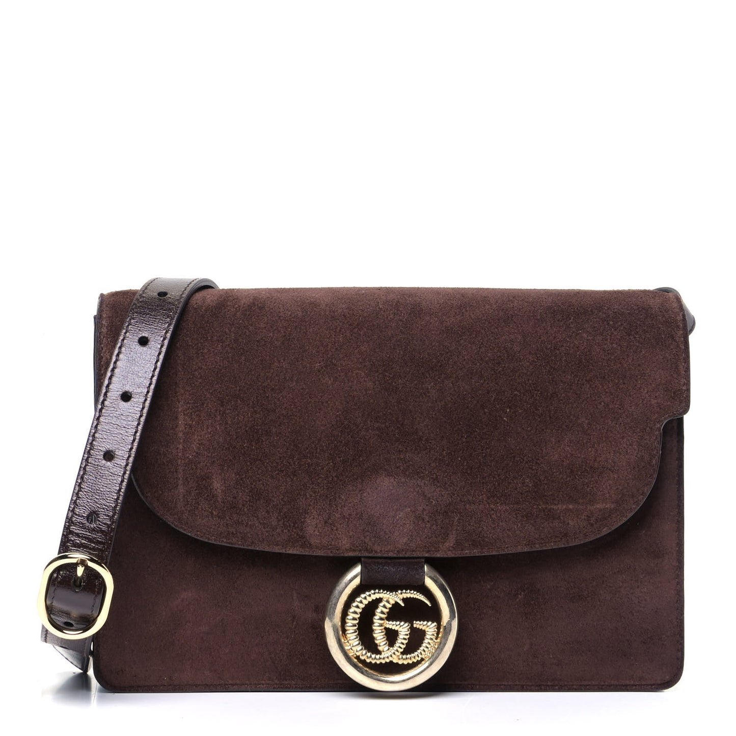 Suede Small Torchon GG Ring Shoulder Bag Reflex Brown
