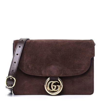 Gucci Suede Small Torchon GG Ring Shoulder Bag Reflex Brown 1 of 5