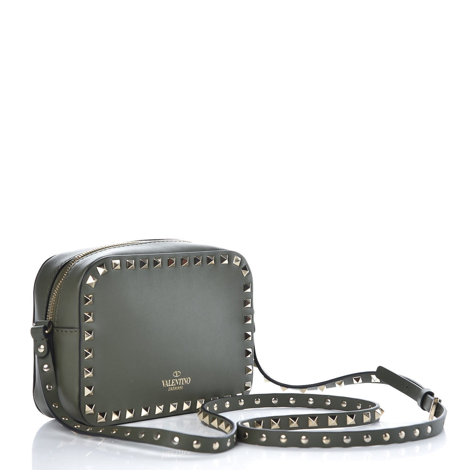 Valentino Garavani Calfskin Rockstud Camera Crossbody Bag Army Green 3 of 6
