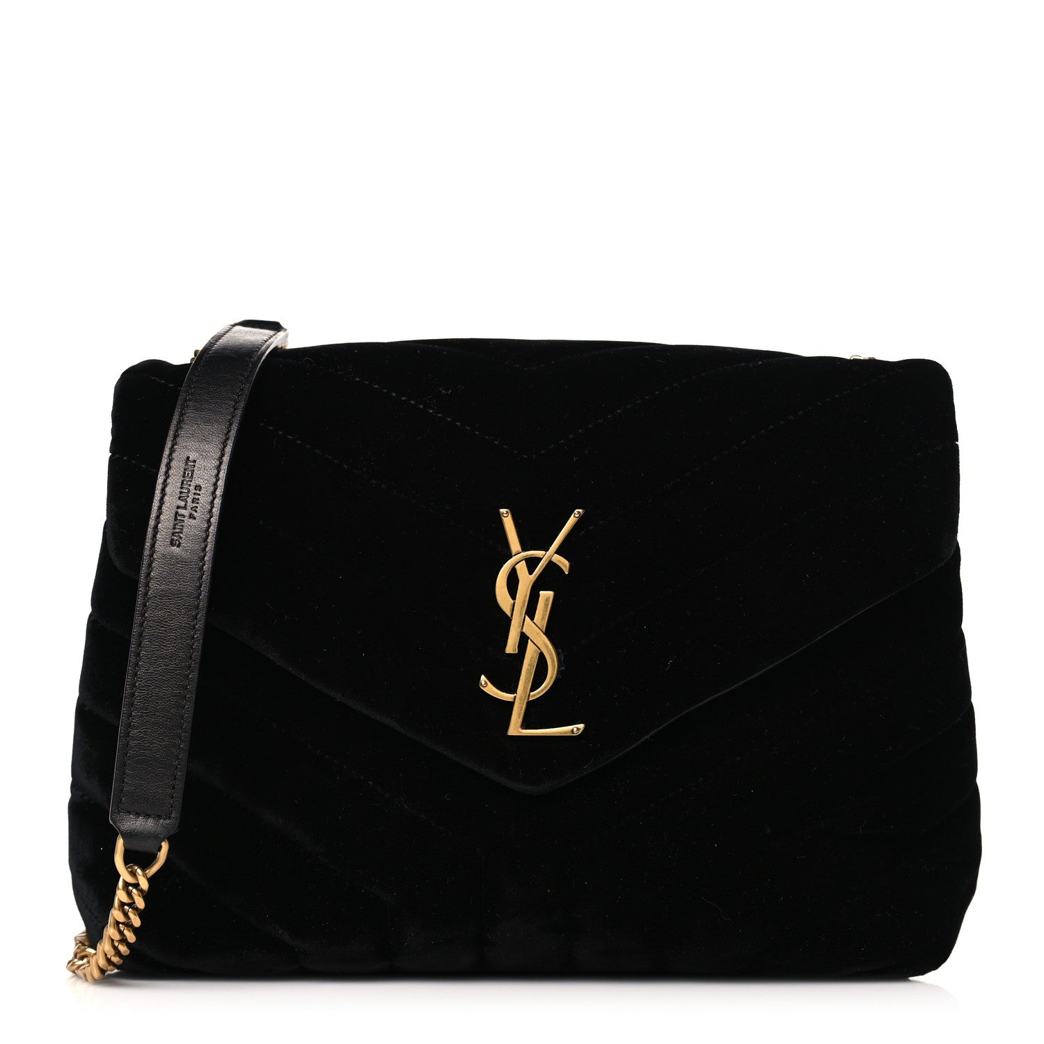 Saint Laurent Velvet Y Quilted Monogram Small Loulou Chain Satchel Black 1 of 9