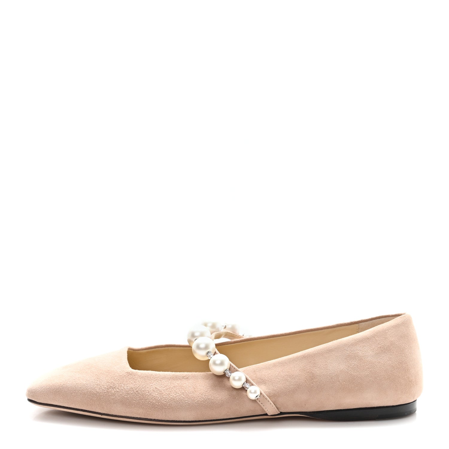 Jimmy Choo Suede Pearl Embellished Ade Flat 38 Ballet Pink 1 of 10