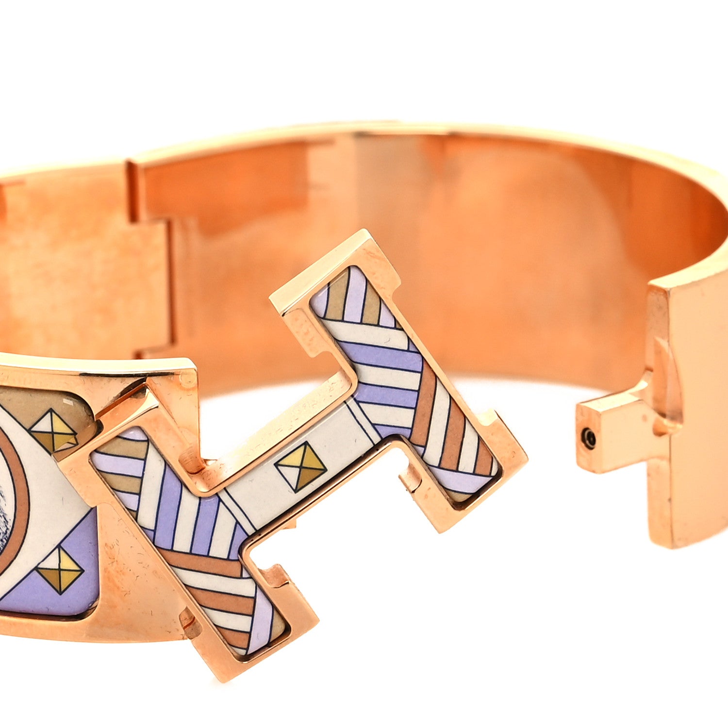 Hermes Enamel Printed Colliers et Chiens Wide Clic Clac H Bracelet PM Lilas 4 of 5
