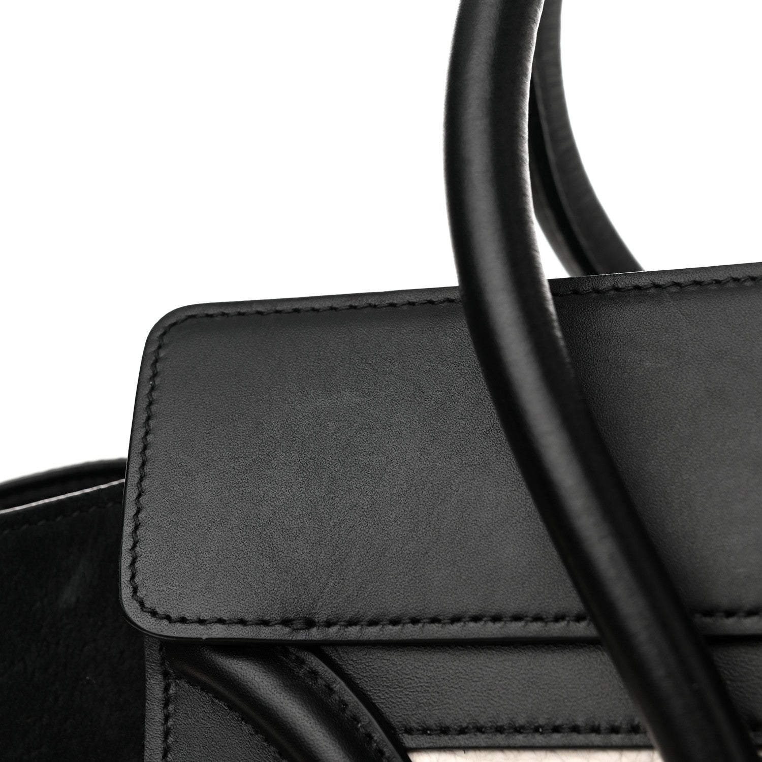 Celine Bullhide Calfskin Mini Bi-Color Luggage Black White 14 of 15