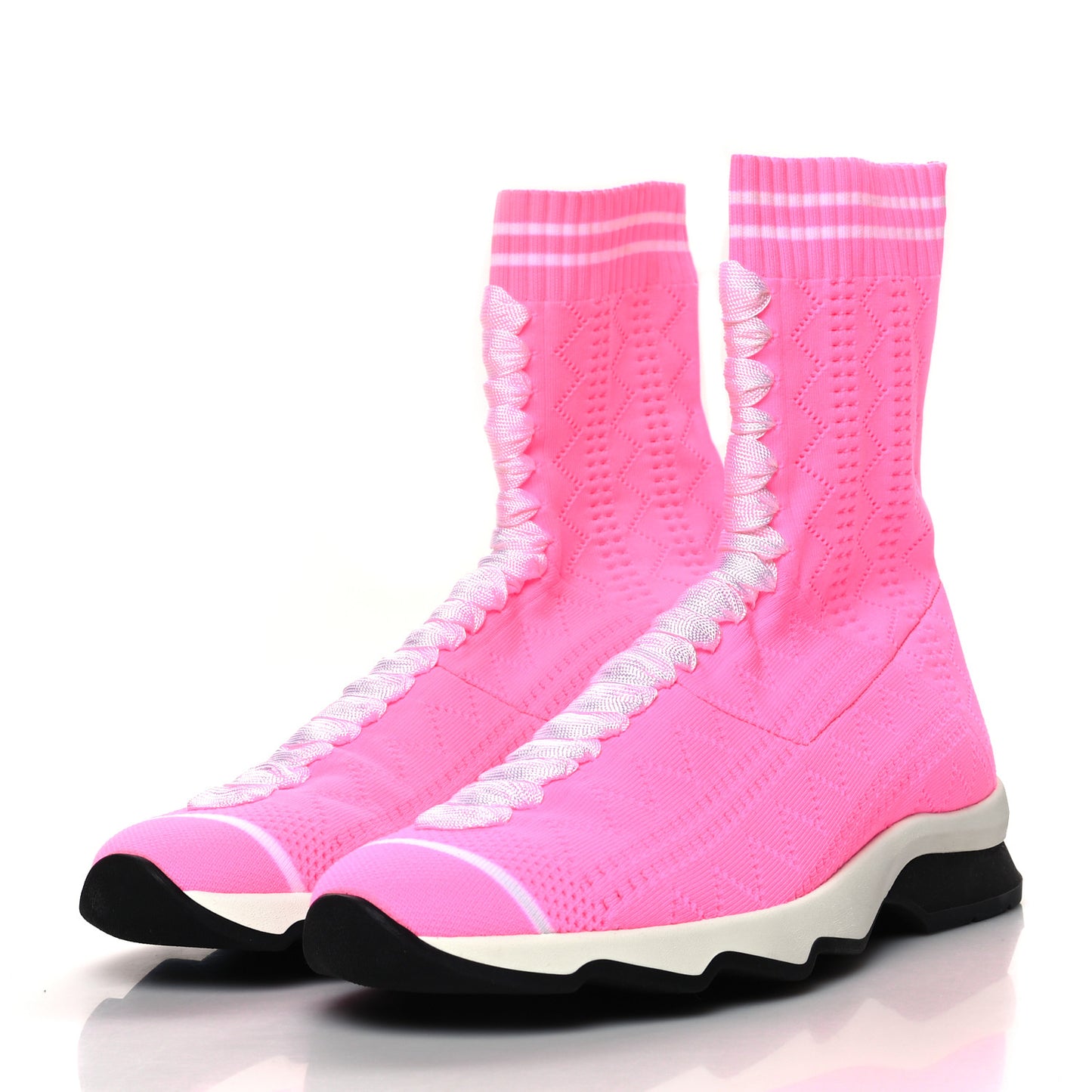 Stretch Knit Womens Sock Sneakers 39 Fluorescent Pink White