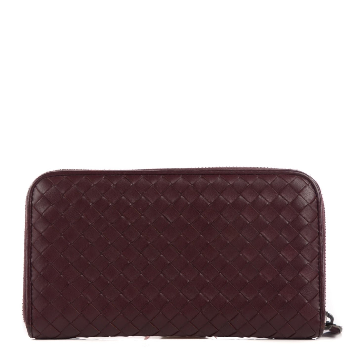 Nappa Intrecciato Zip Around Wallet Aubergine