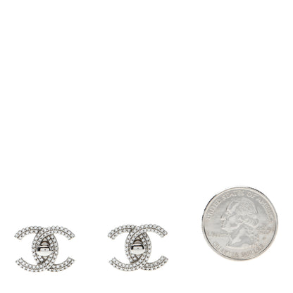 Chanel Crystal CC Turnlock Earrings Silver 2 of 4
