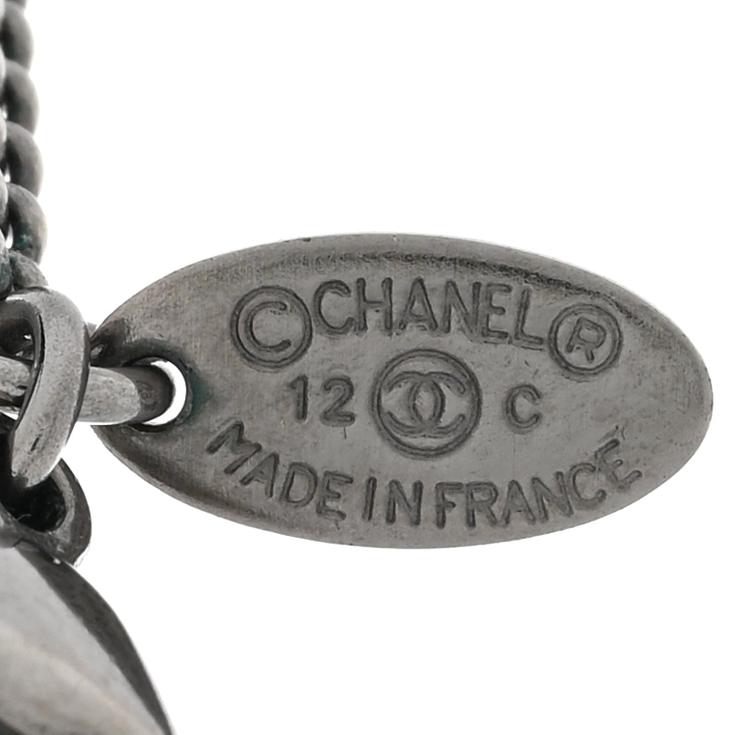 Crystal Large CC Necklace Ruthenium Black