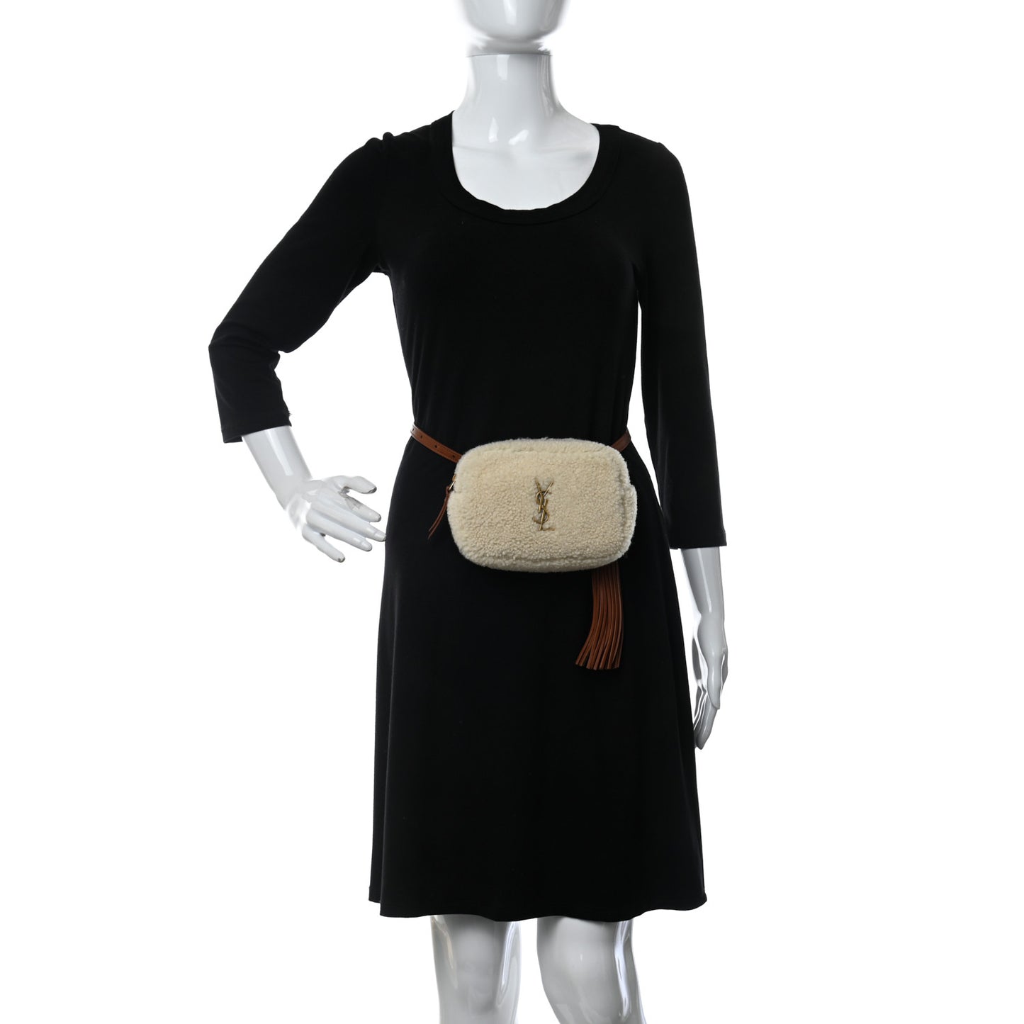 Shearling Monogram Lou Belt Bag Beige