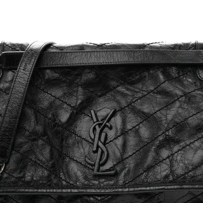 Saint Laurent Crinkled Calfskin Matelasse Monogram Large Niki Chain Satchel Black 8 of 11