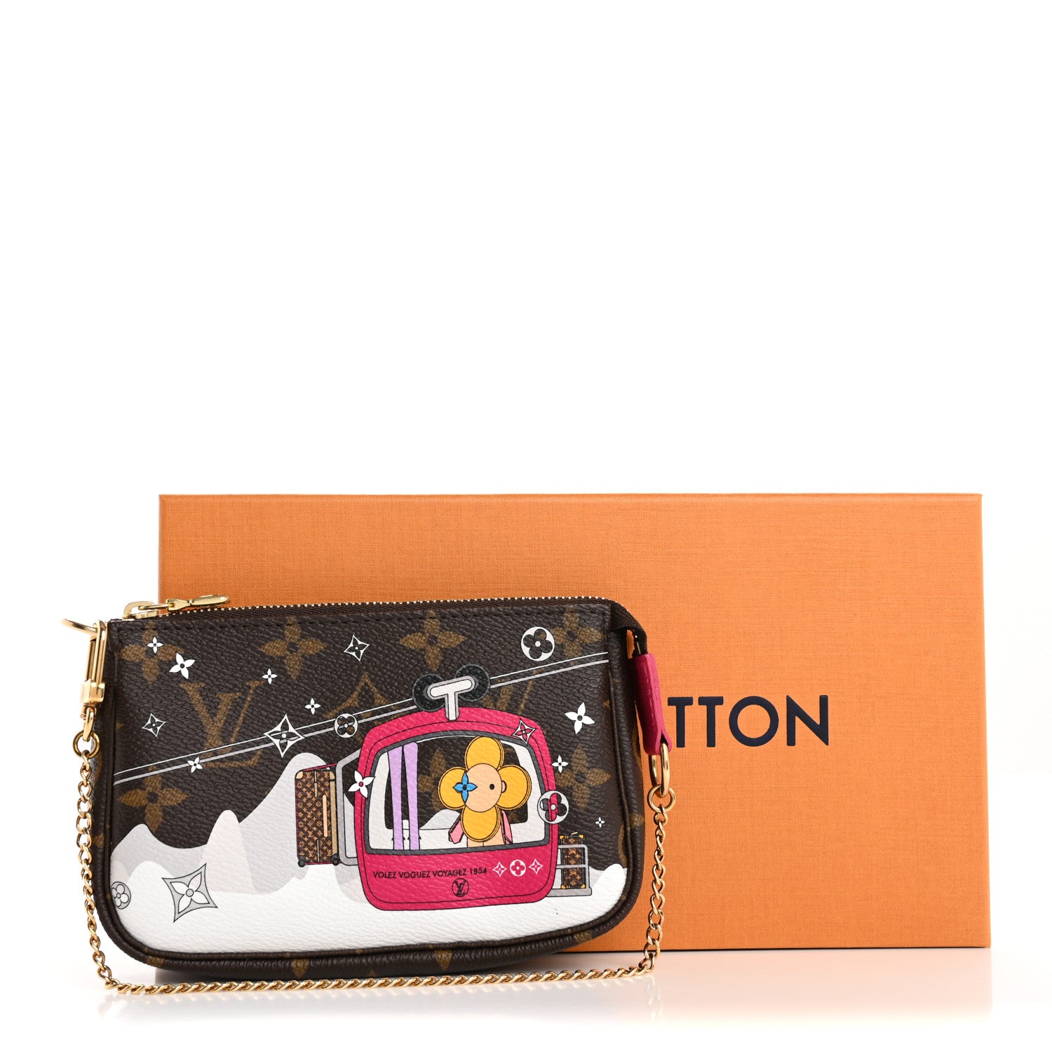 Louis Vuitton Monogram 2019 Christmas Animation Mini Courchevel Pochette Accessories Fuchsia 11 of 11