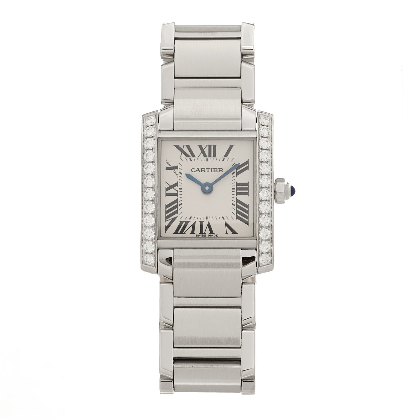 Stainless Steel Diamond Bezel 20mm Tank Francaise Quartz Watch