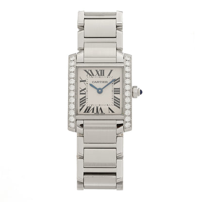 Cartier Stainless Steel Diamond Bezel 20mm Tank Francaise Quartz Watch 1 of 4