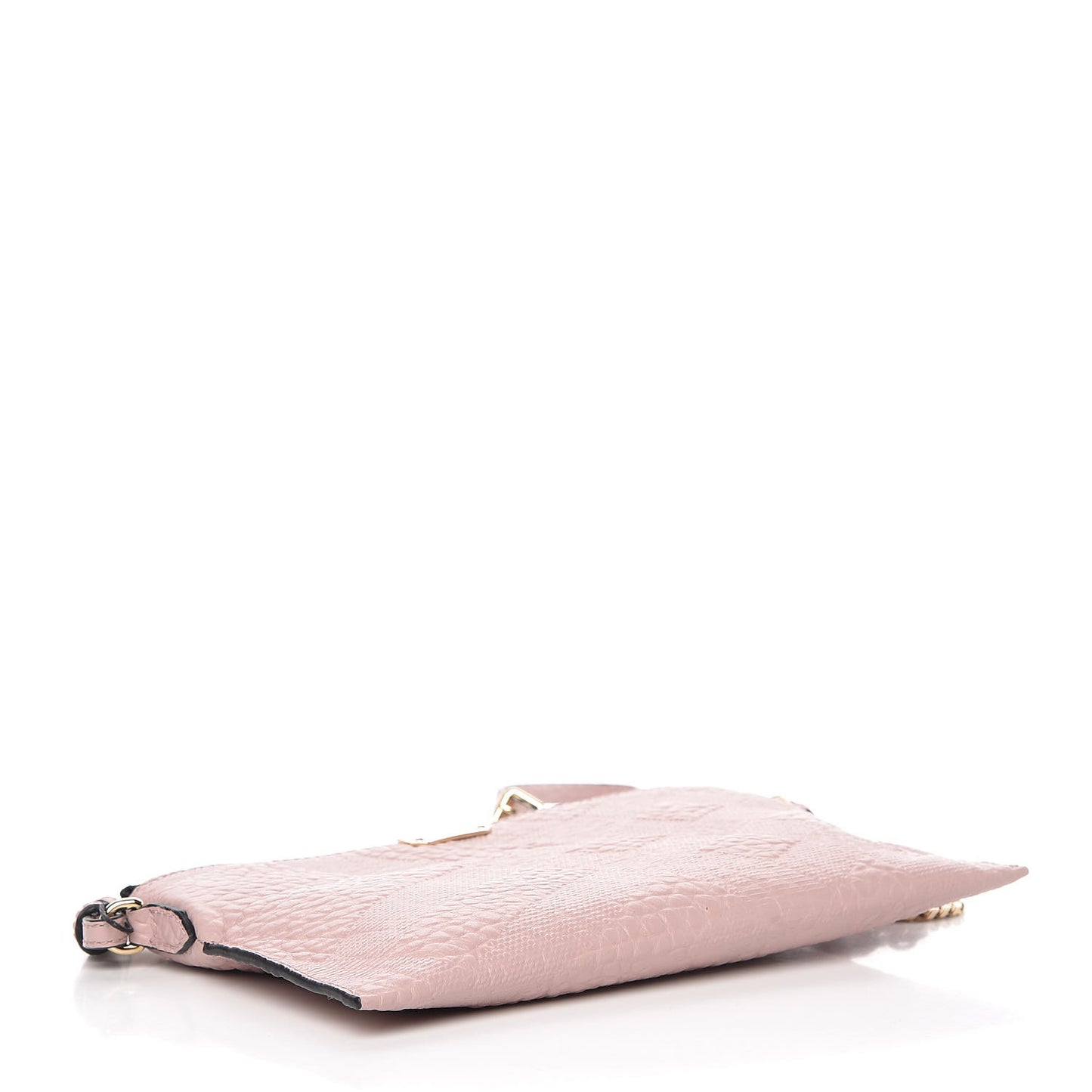 Signature Grain Calfskin Check Embossed Peyton Crossbody Clutch Bag Pale Orchid