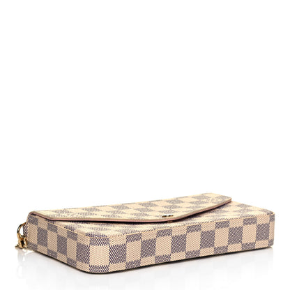 Louis Vuitton Damier Azur Pochette Felicie Chain Wallet Rose Ballerine 5 of 9