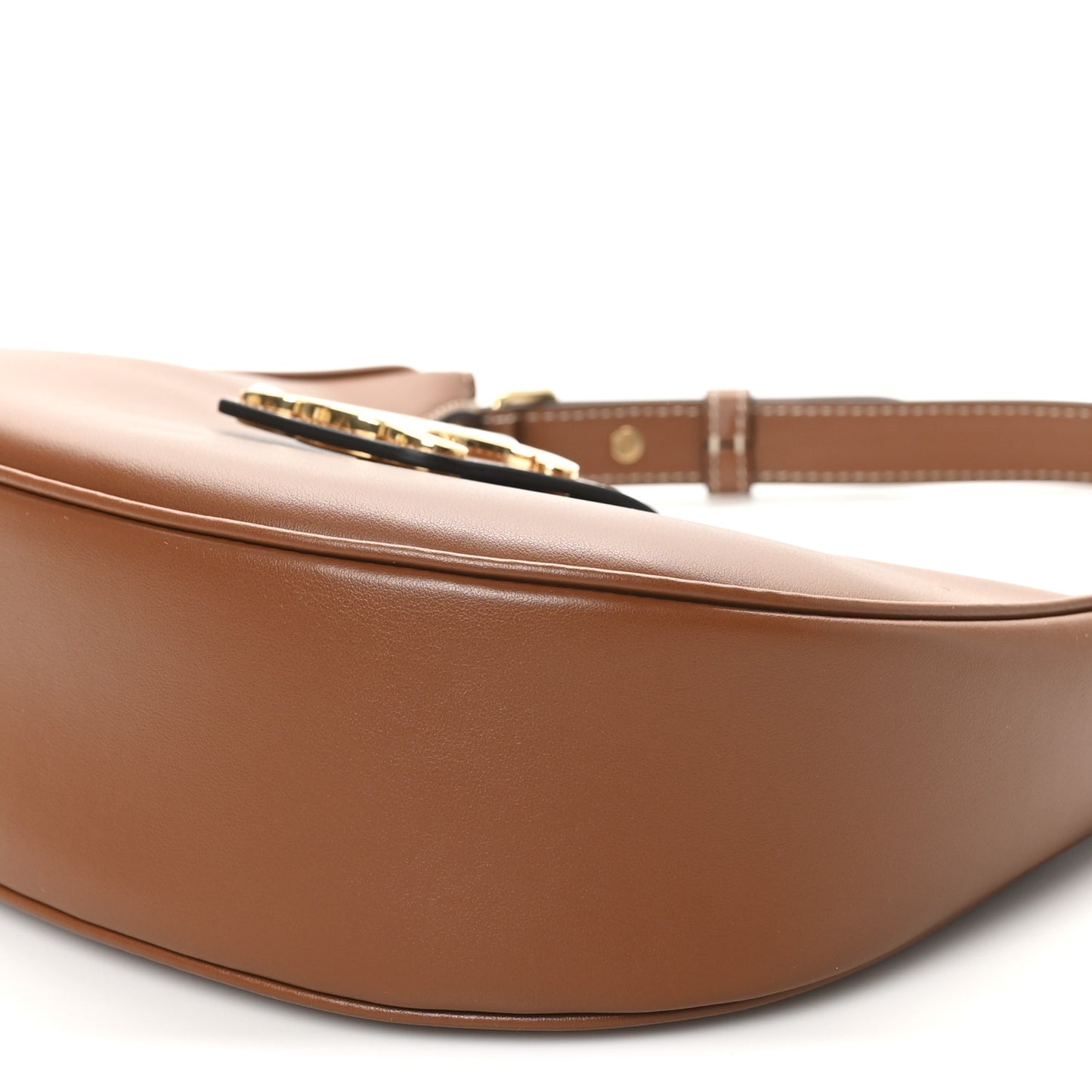 Smooth Calfskin Medium Strap Ava Triomphe Shoulder Bag Tan
