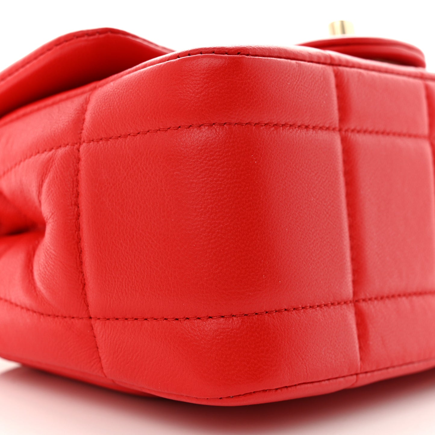 Lambskin Resin Crystal Square Quilted Monacoco Mini Flap Red