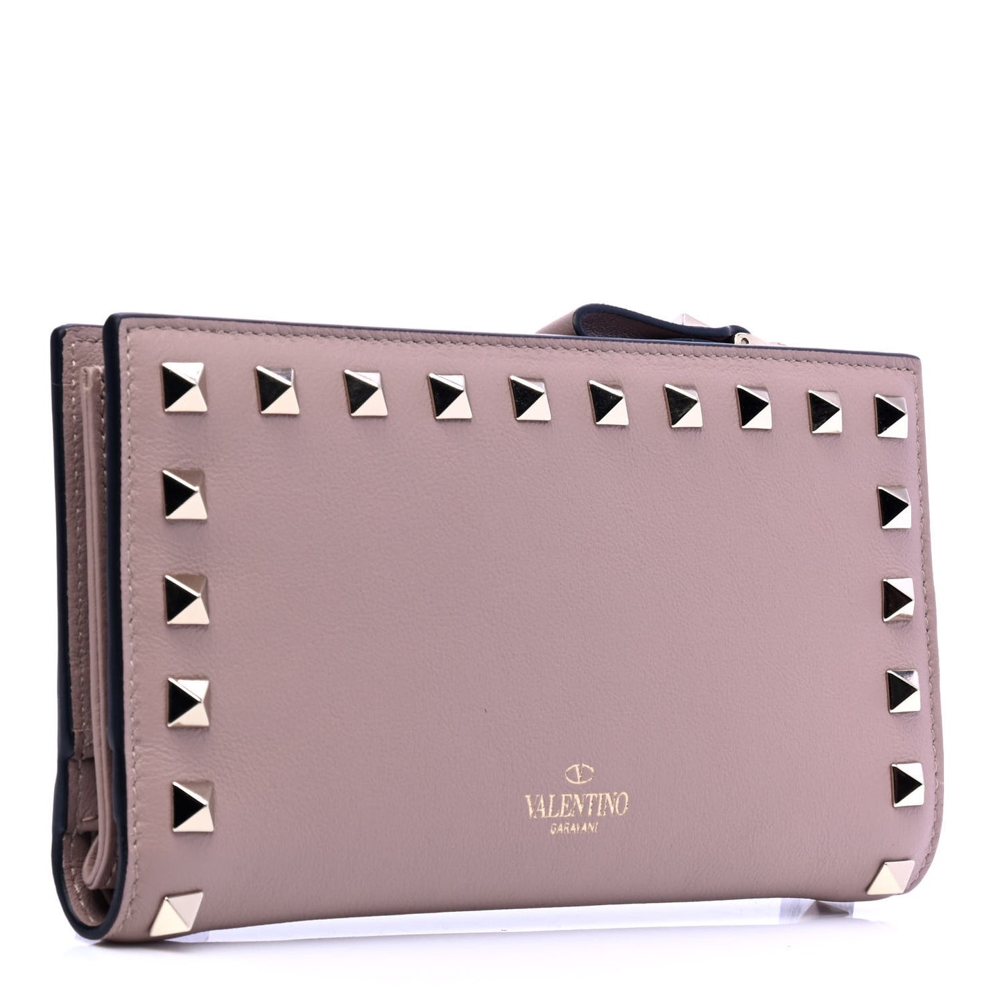 Calfskin Rockstud Continental Wallet Poudre