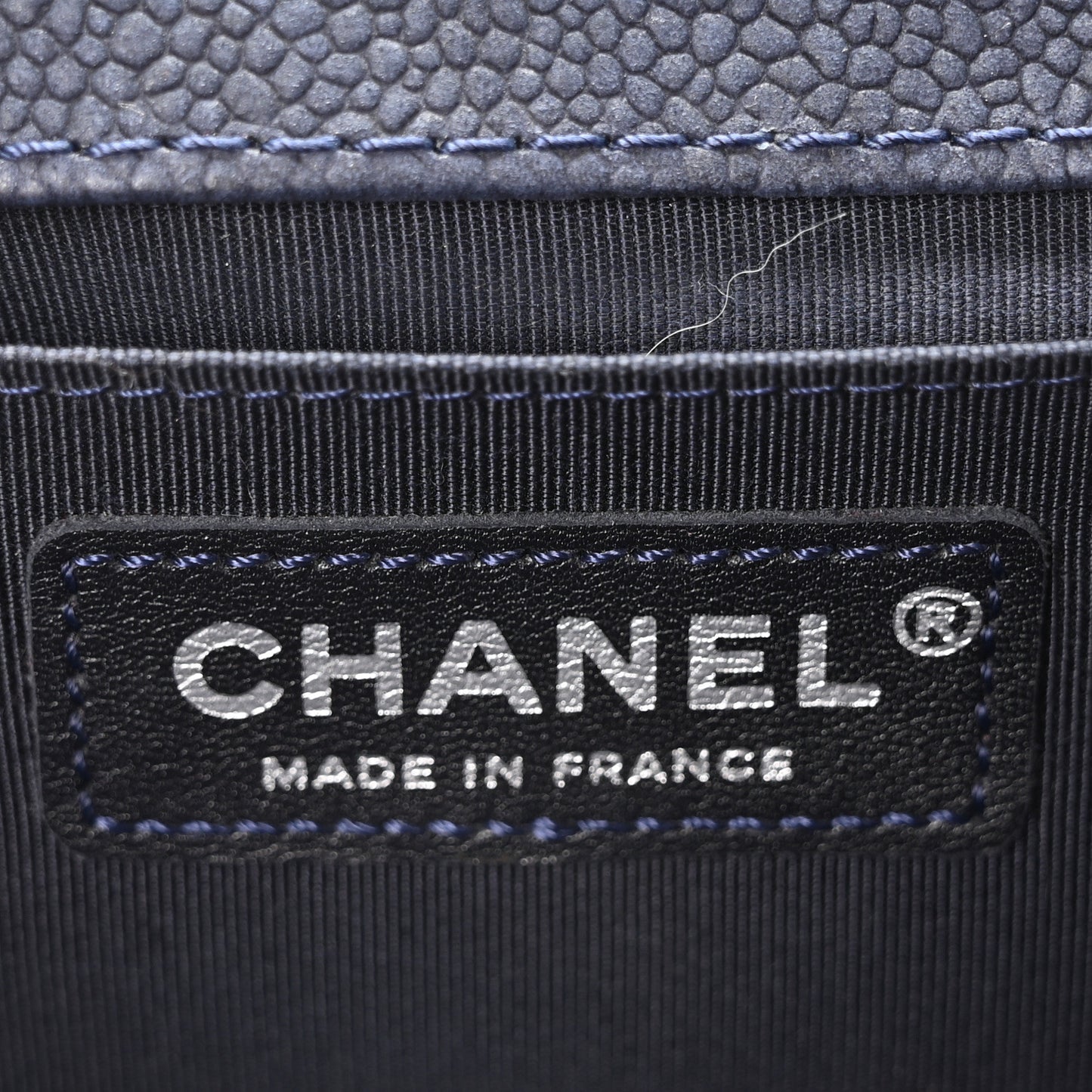 Iridescent Caviar Quilted Medium Boy Flap Dark Blue