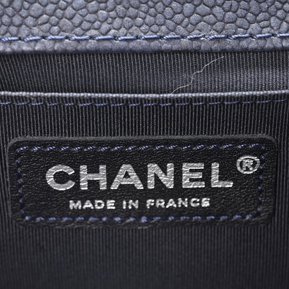 Chanel Iridescent Caviar Quilted Medium Boy Flap Dark Blue 6 of 10