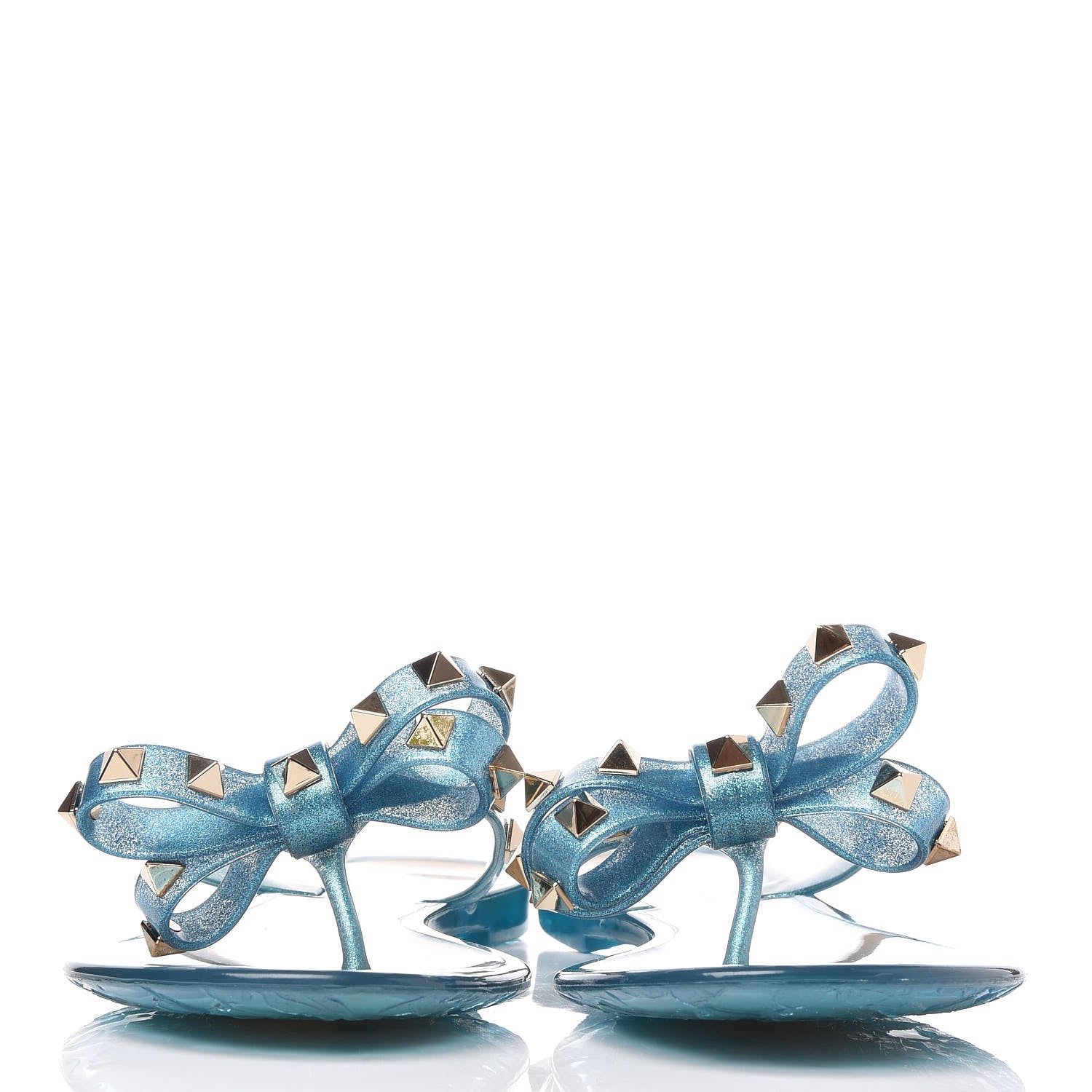 Valentino Garavani PVC Jelly Glitter Rockstud Bow Thong Sandals 37 Cerulean 2 of 8