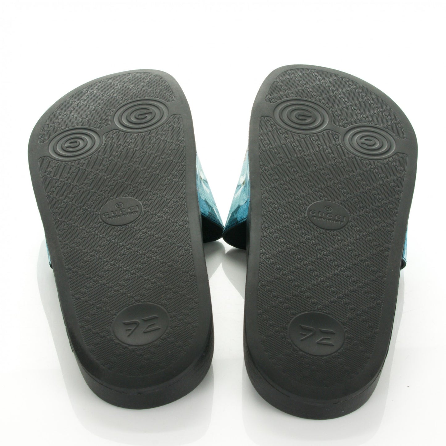 GG Supreme Monogram Blooms Mens Slide Sandals 12 Beige Blue