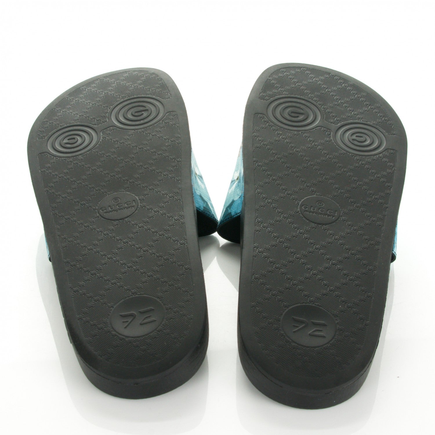 Gucci GG Supreme Monogram Blooms Mens Slide Sandals 12 Beige Blue 4 of 7