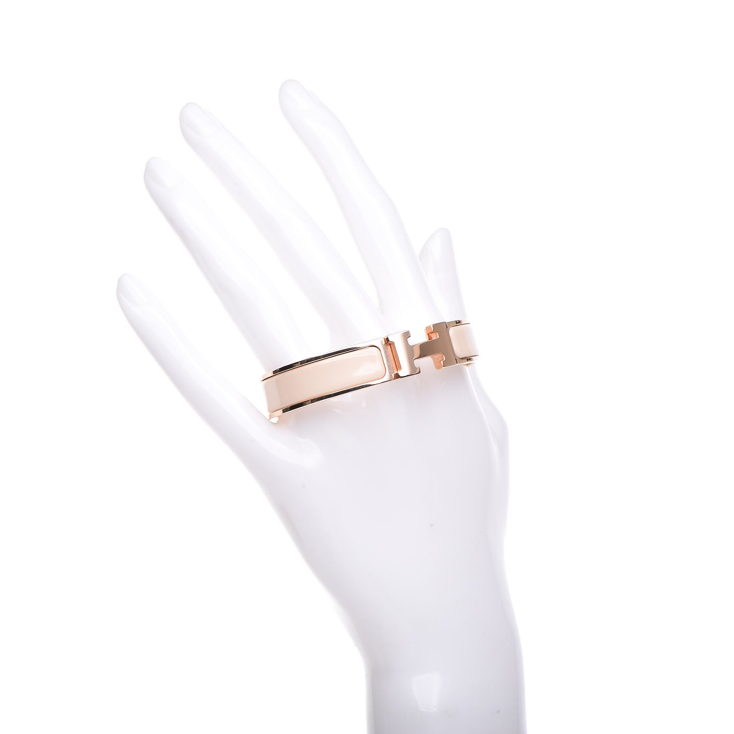 Hermes Narrow Enamel Clic Clac H Bracelet PM Beige Nacre 2 of 5