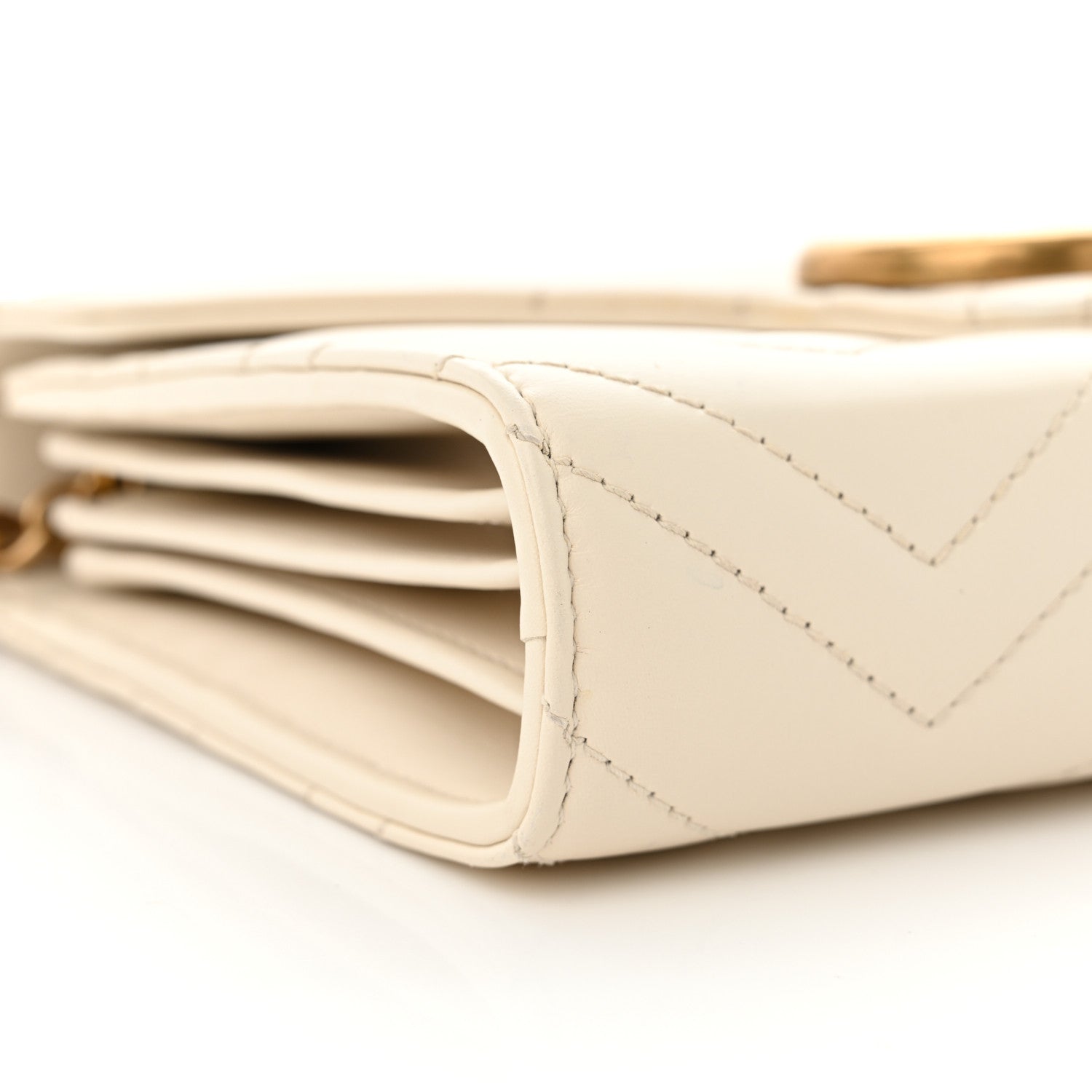 Gucci Calfskin Matelasse GG Marmont Chain Wallet Mystic White 9 of 10