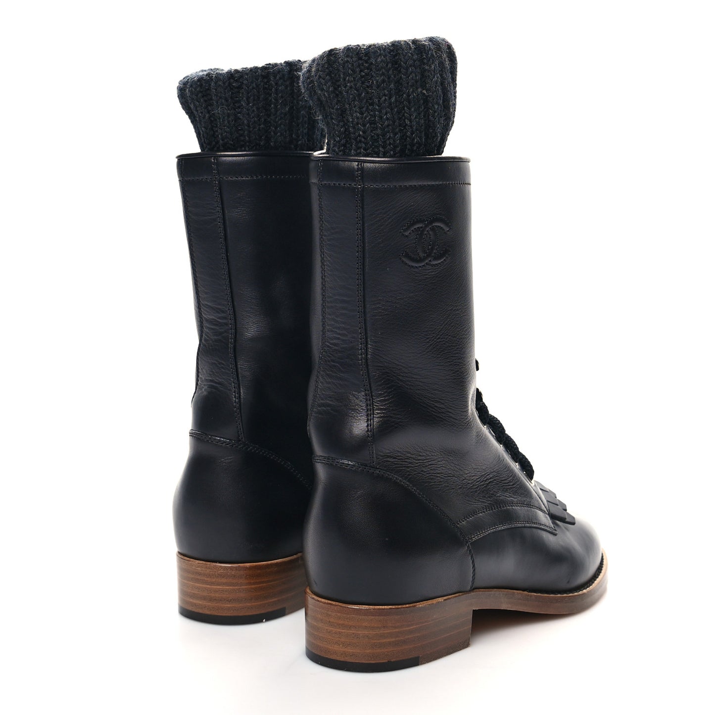 Calfskin Sock High CC Combat Boots 38 Black