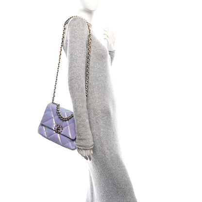 Chanel Iridescent Calfskin Quilted Medium Chanel 19 Flap Light Purple Blue 2 of 11