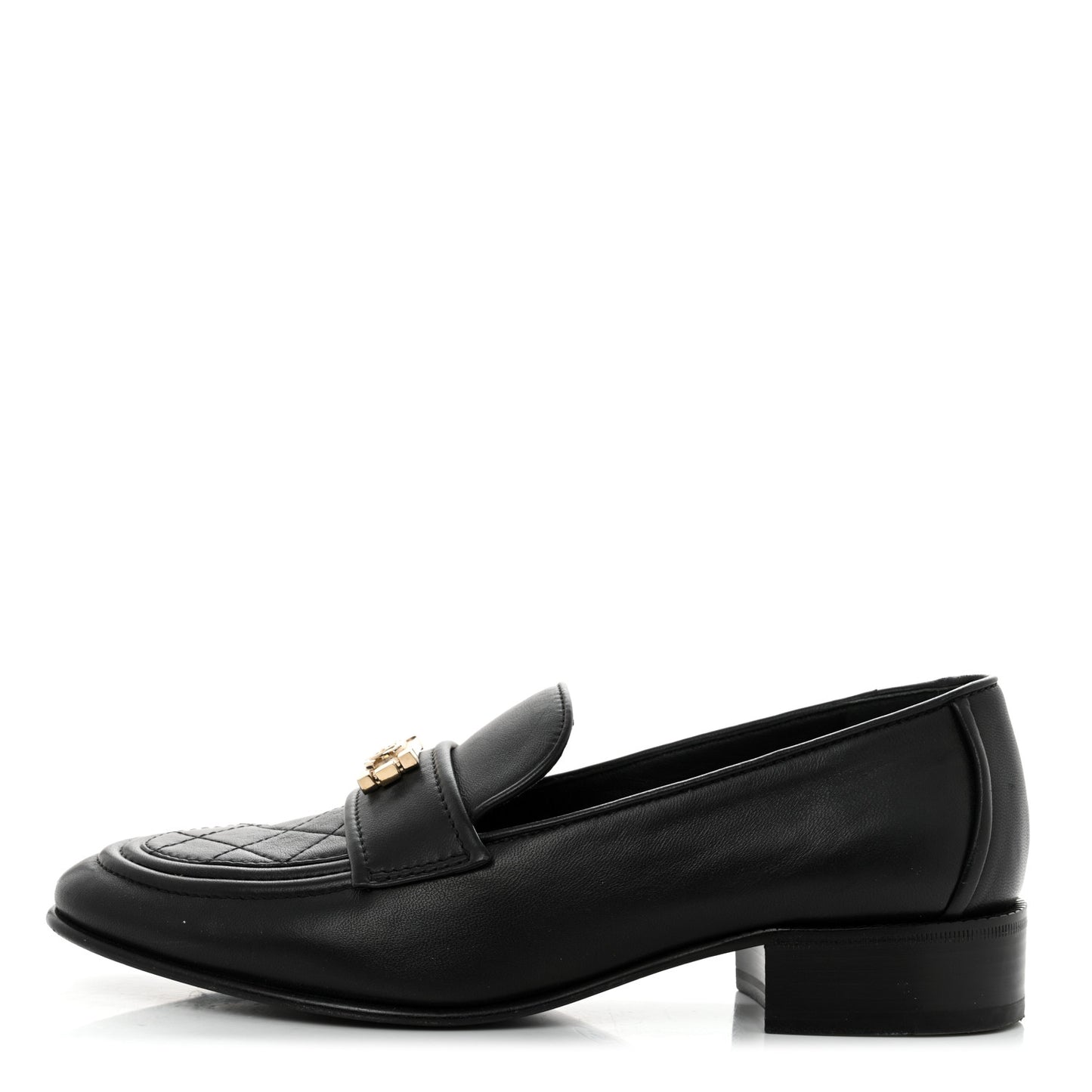 Lambskin Quilted Boy Loafers 38 Black
