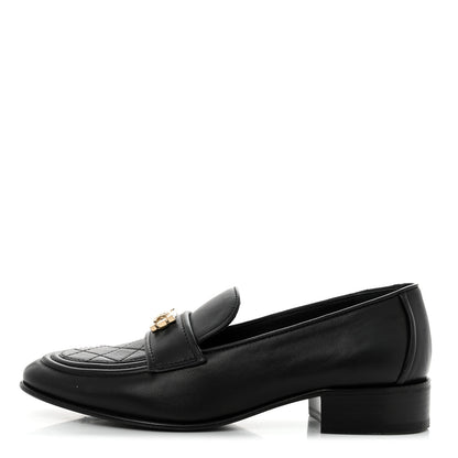 Chanel Lambskin Quilted Boy Loafers 38 Black 1 of 8