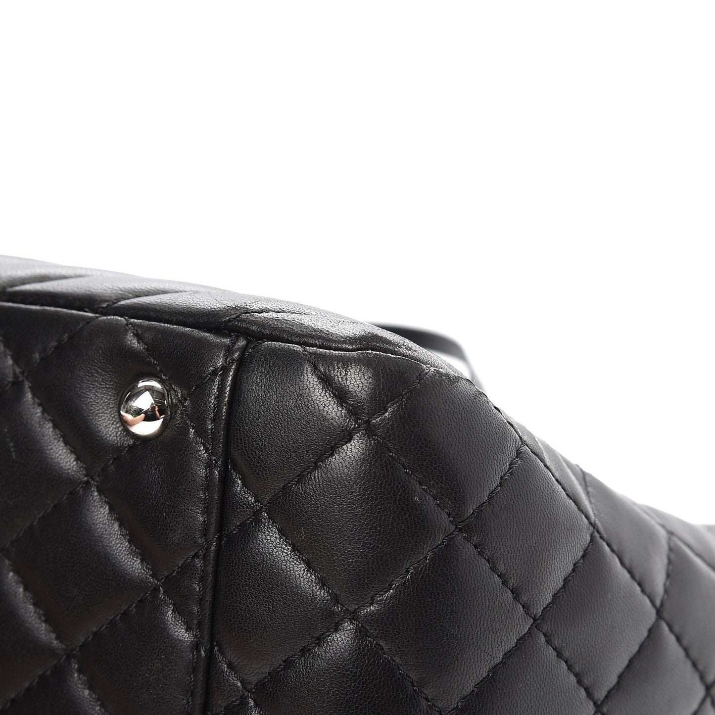 Lambskin Surpique Chevron Quilted Tote Black