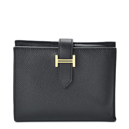 Hermes Epsom Bearn Compact Wallet Black 1 of 9