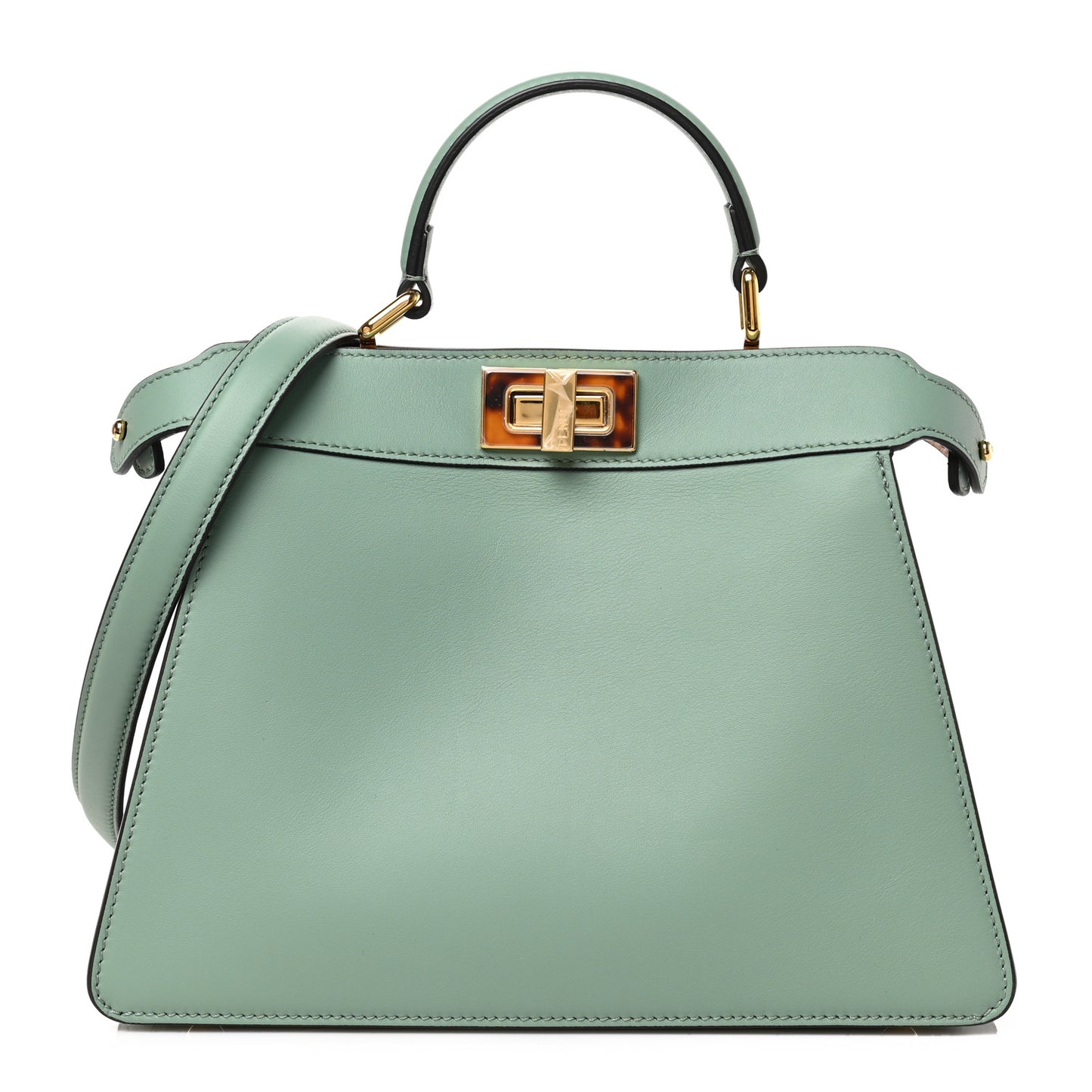 Vitello Seta Shiny Nappa Plexiglass Small Peekaboo I SEE U Satchel Menta Light Rose