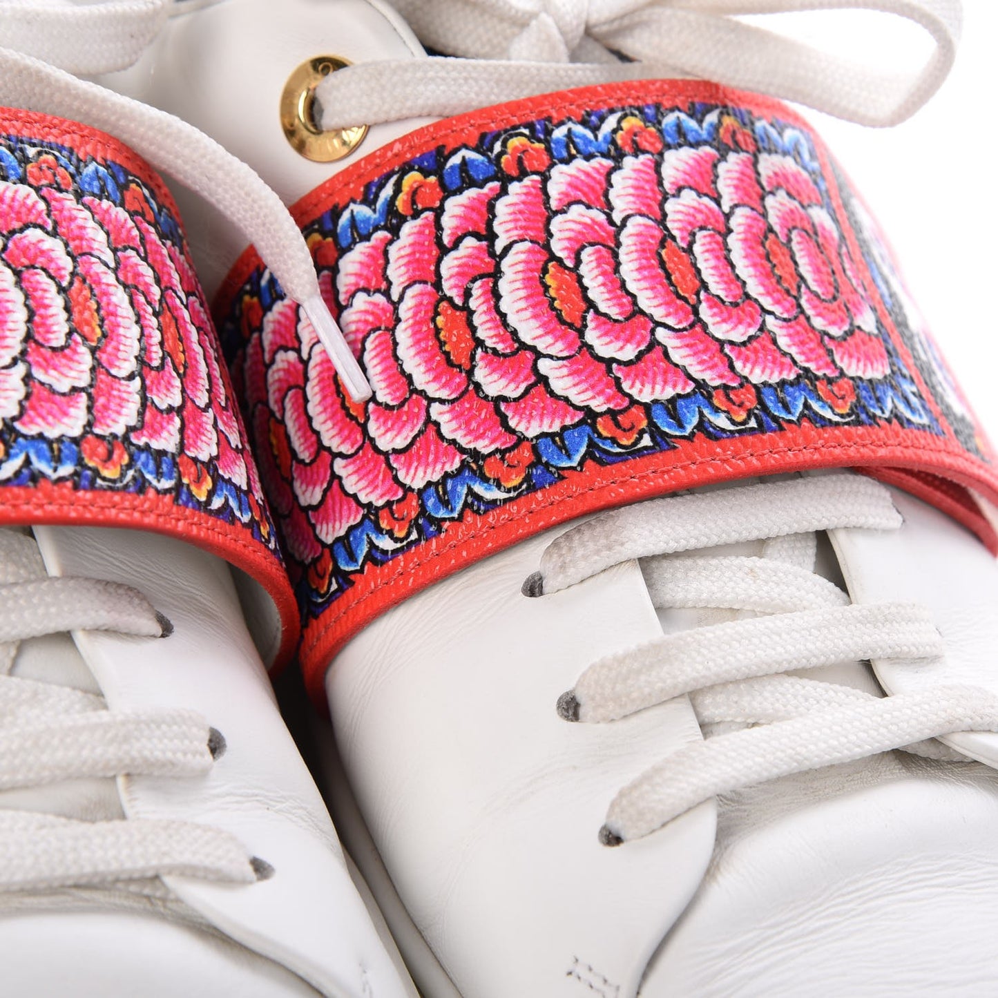 Calfskin Reverse Monogram Kabuki Low Top Sneakers 39.5 White
