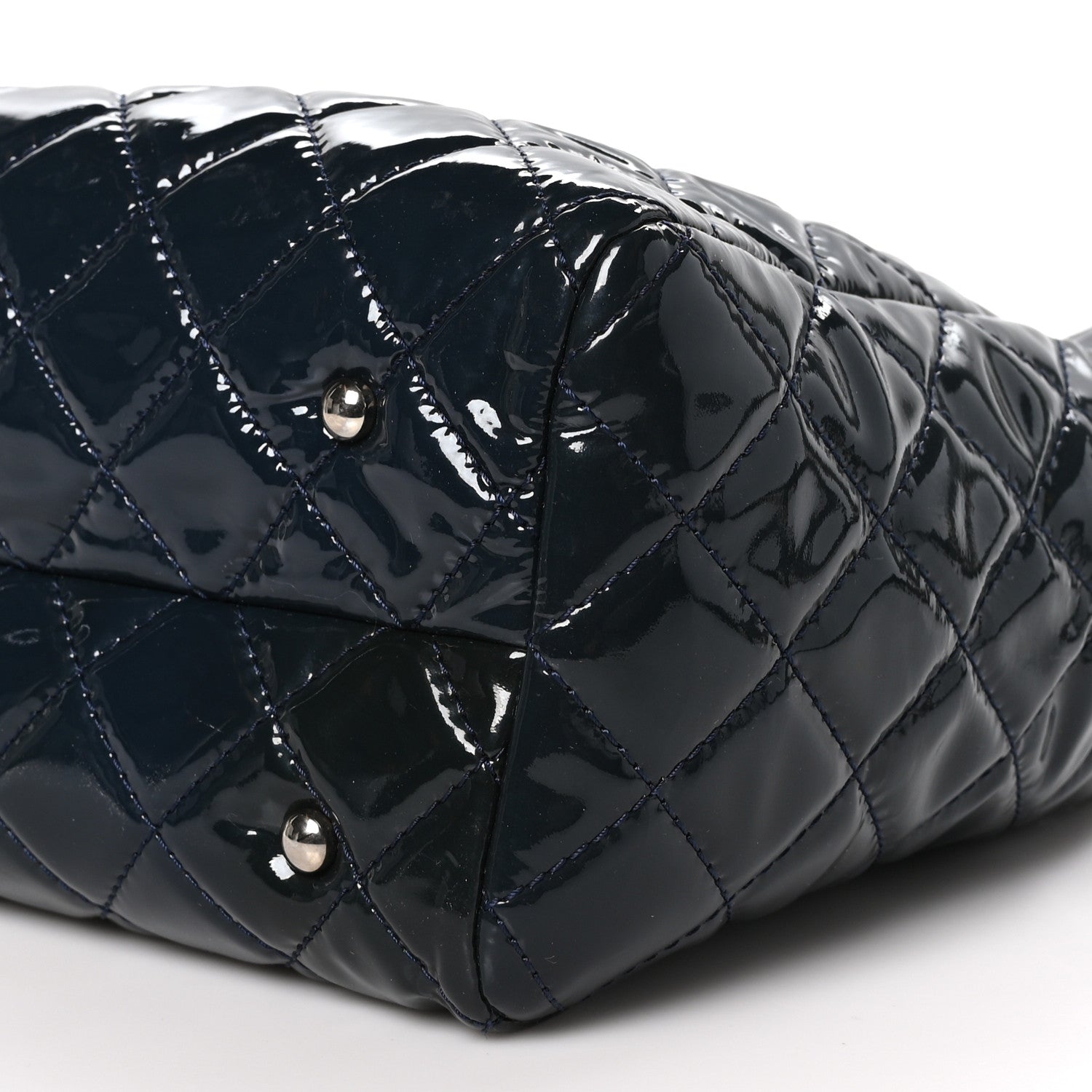 Chanel Patent Quilted Large Coco Shine Shopping Tote Navy 10 of 10