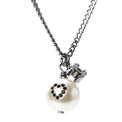 Chanel Ruthenium Pearl Crystal CC Drop Necklace 3 of 5