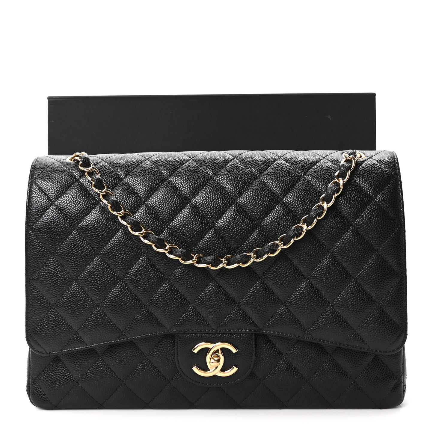 Caviar Quilted Maxi Double Flap Black