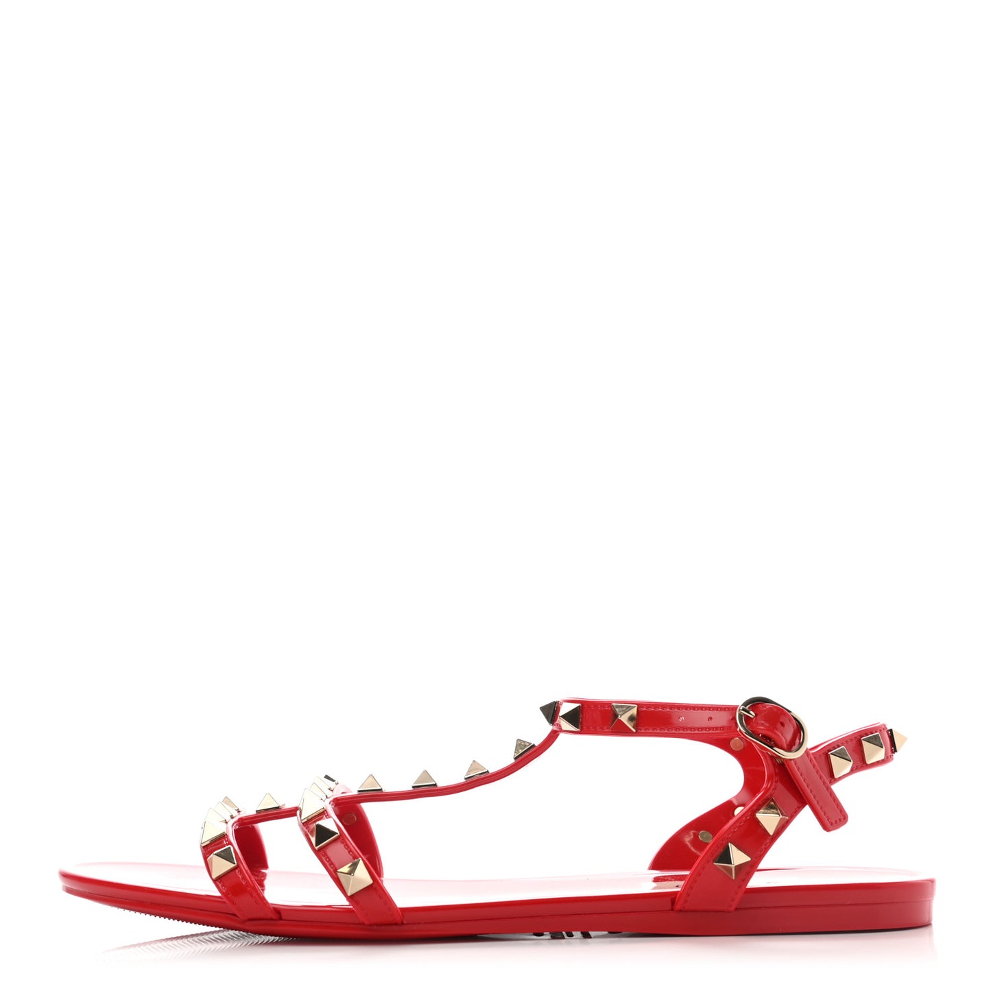 PVC Jelly Rockstud Caged Sandals 39 Rosso Valentino