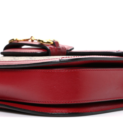 Gucci GG Supreme Monogram Azalea Calfskin Horsebit 1955 Shoulder Bag Beige Ebony New Cherry Red 10 of 10