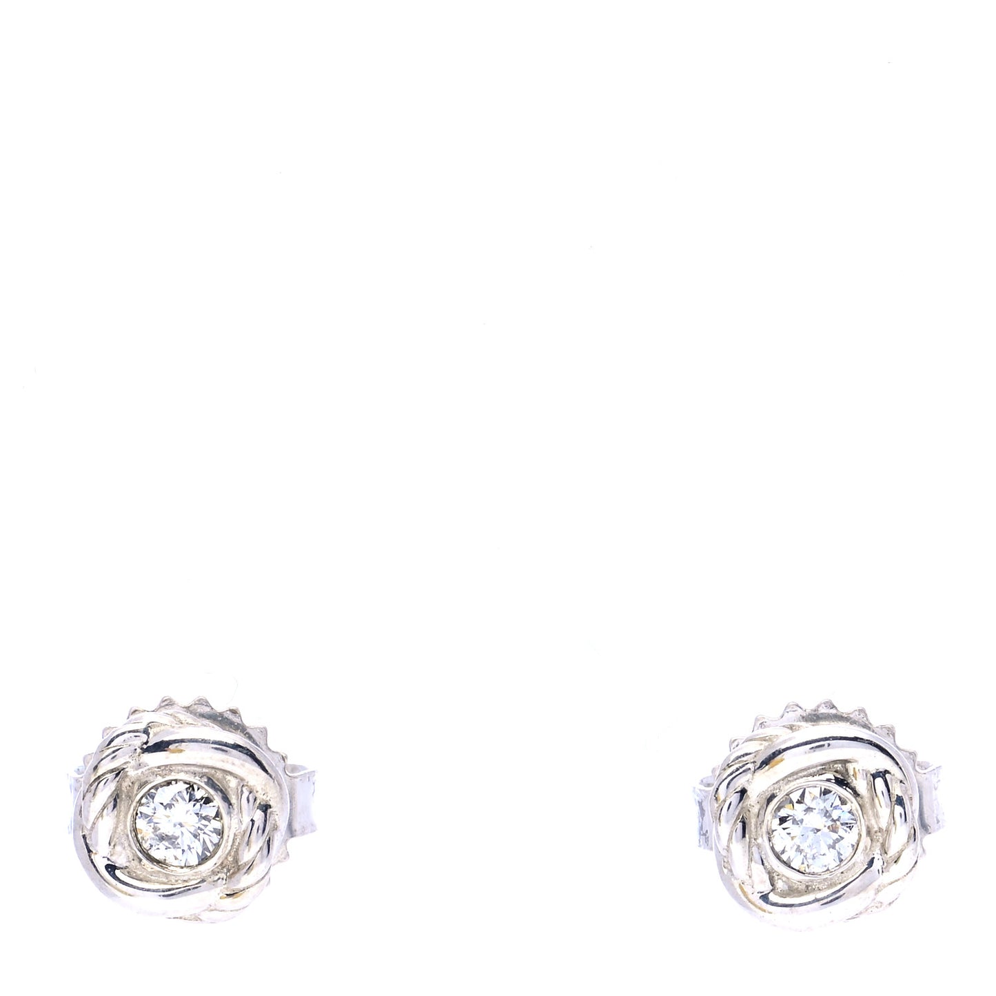 Sterling Silver Diamond 7mm Infinity Stud Earrings