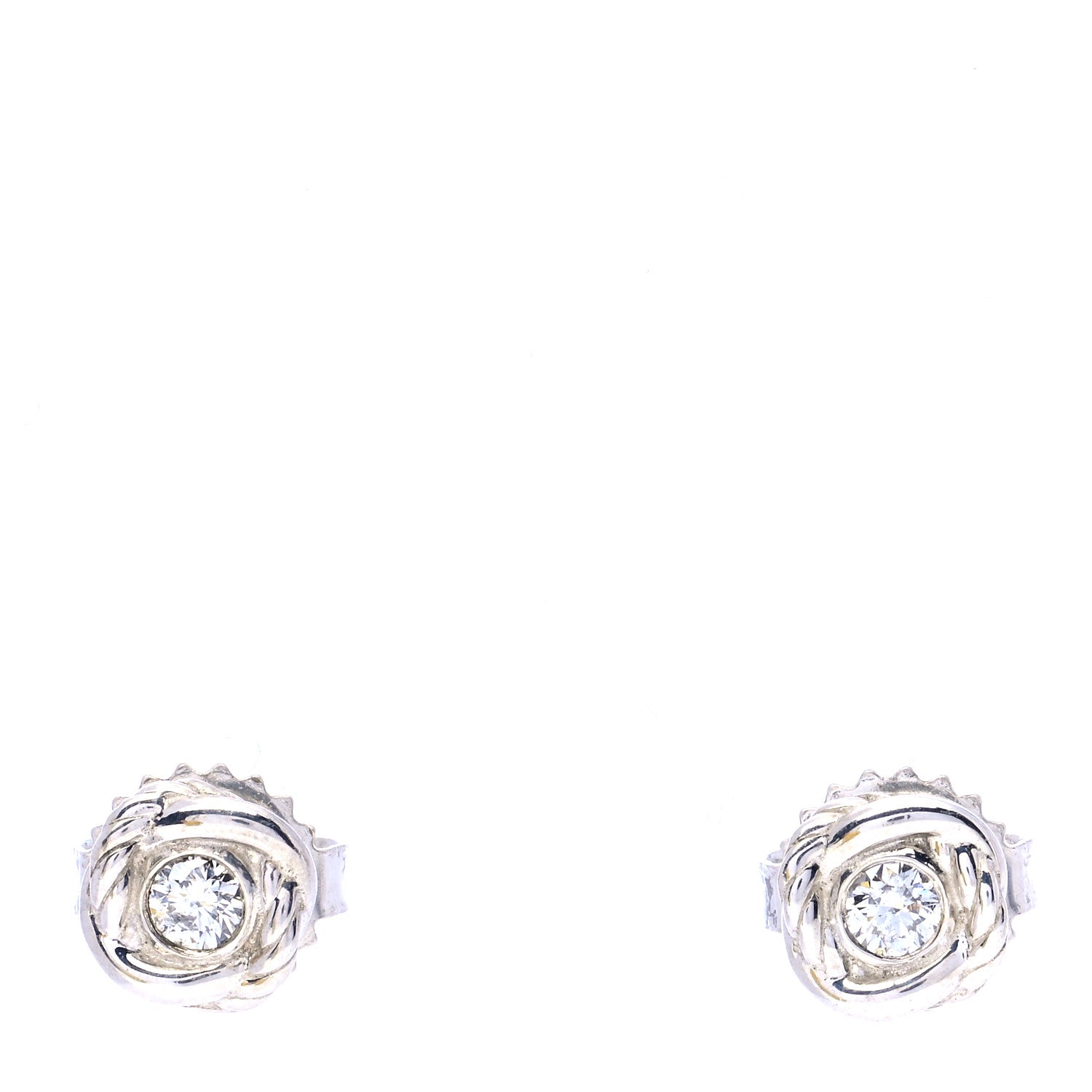 David Yurman Sterling Silver Diamond 7mm Infinity Stud Earrings 1 of 6