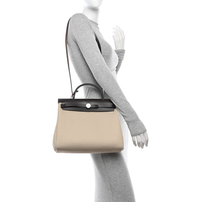 Hermes Military Toile Vache Hunter Herbag Zip Retourne 31 PM Beton 2 of 12