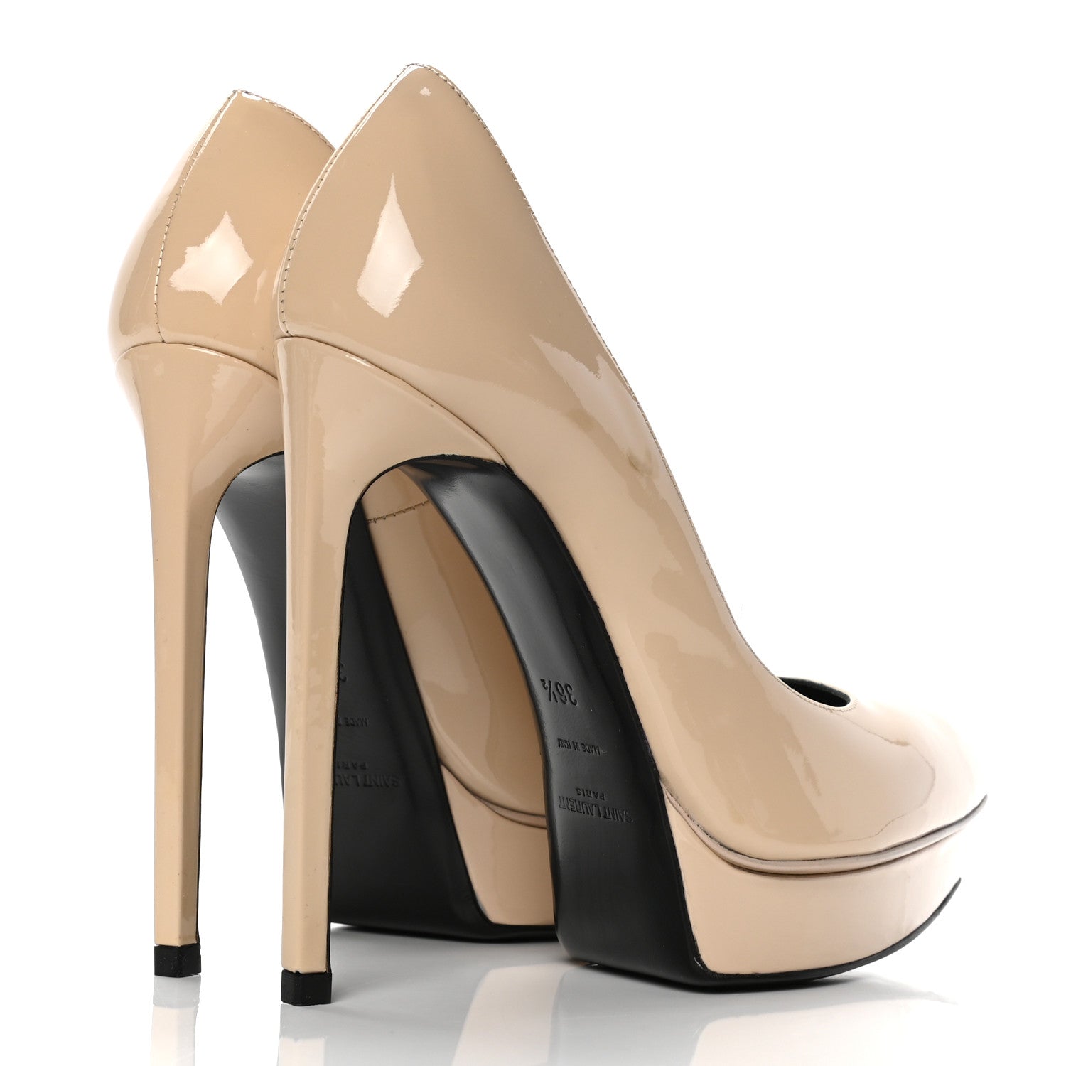 Saint Laurent Patent Janis 105 Platform Pumps 36.5 Nude Powder 3 of 6