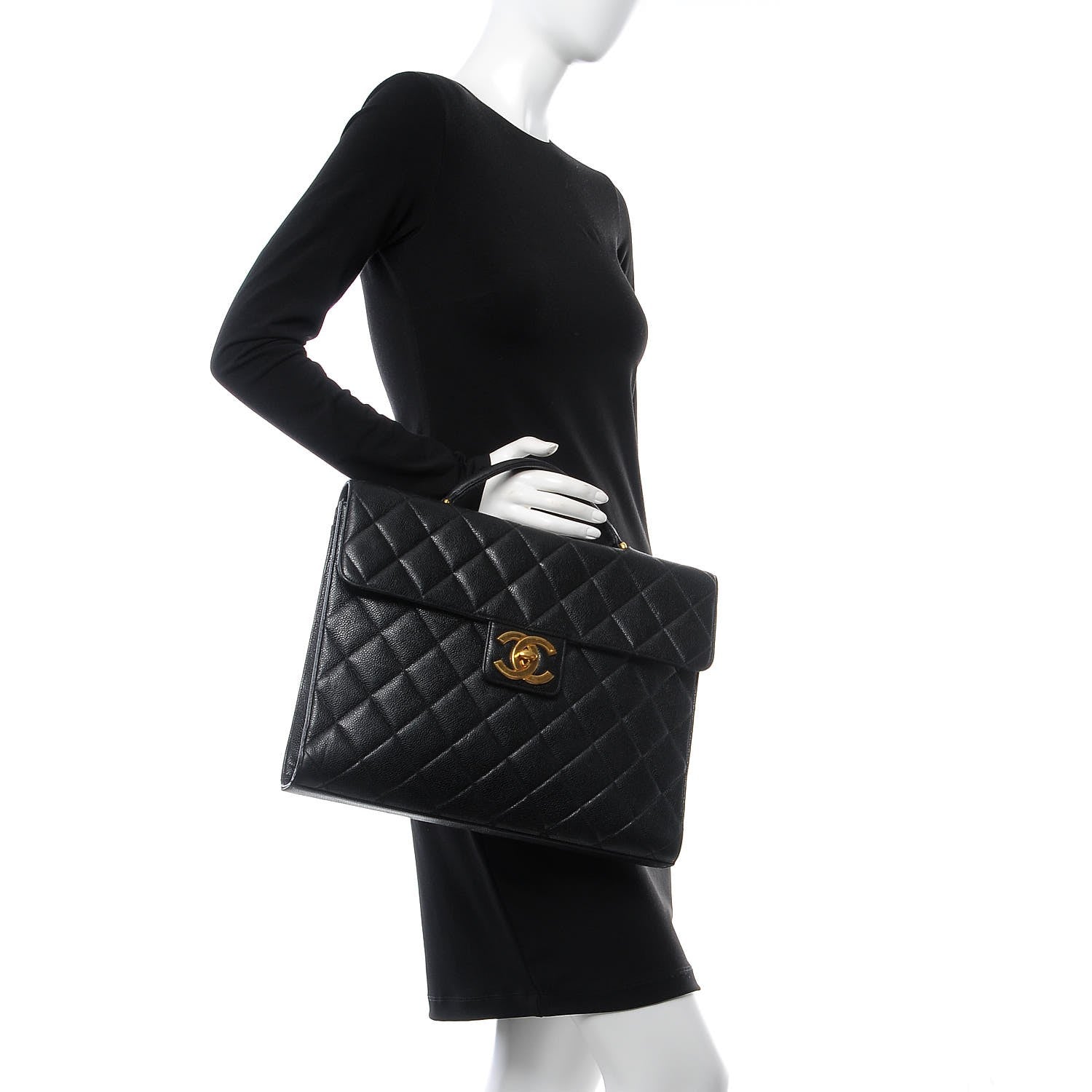 Chanel Caviar Quilted Briefcase Laptop Bag Black 2 of 8