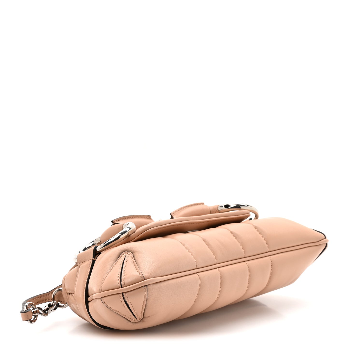 Nappa Vertical Matelasse Small Maxi Horsebit Chain Shoulder Bag Beige