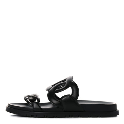 Hermes Nappa Womens Extra Sandals 38.5 Black 1 of 9