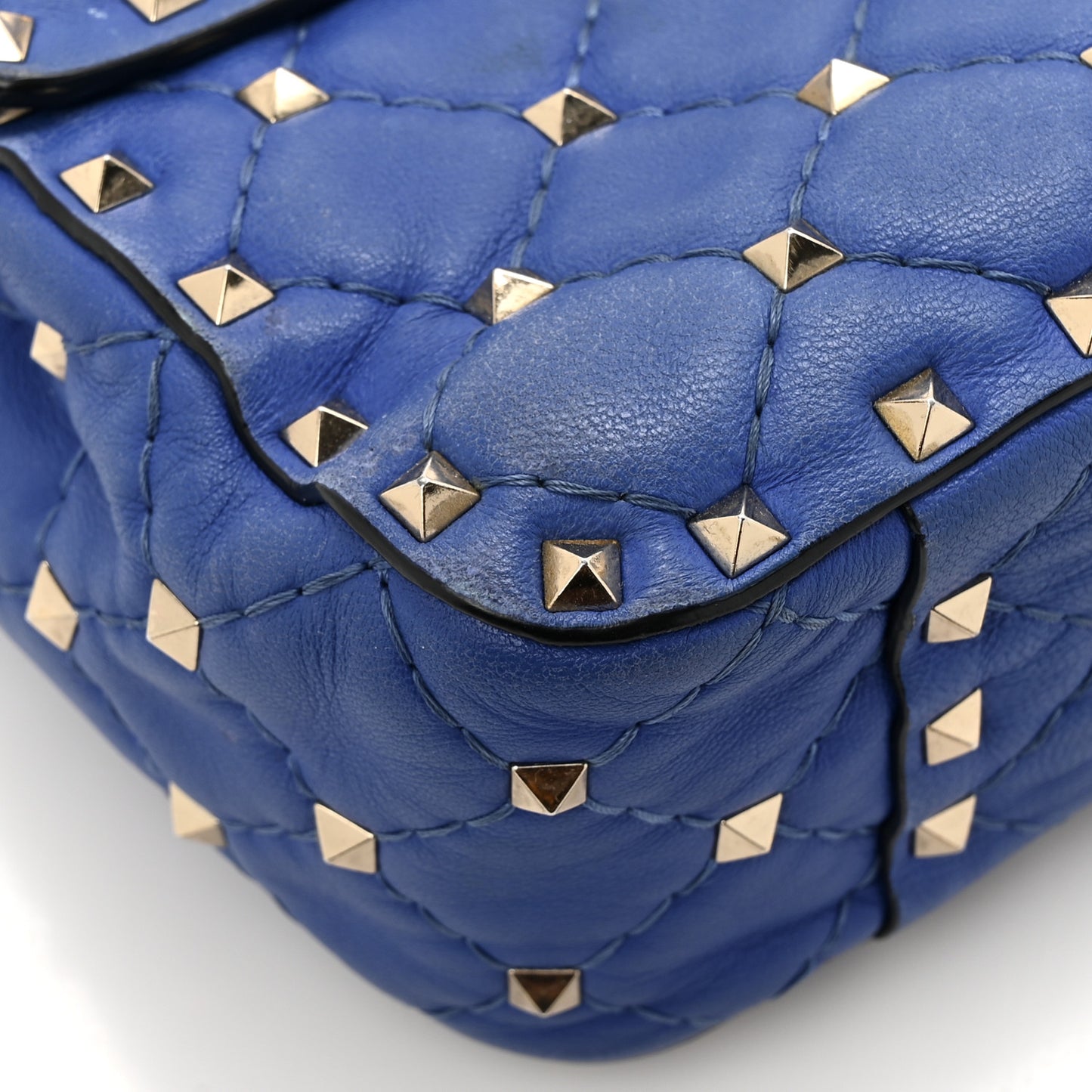 Nappa Medium Rockstud Spike Shoulder Bag Acid Blue