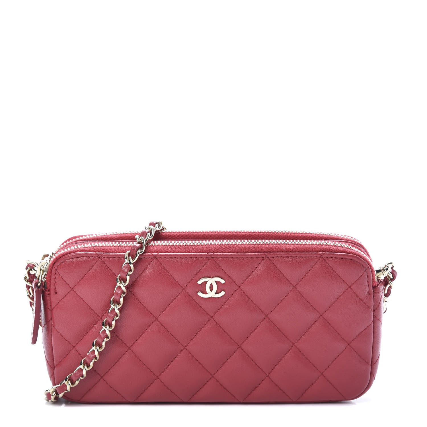 Chanel Lambskin Quilted Small Clutch With Chain Red 1 of 13
